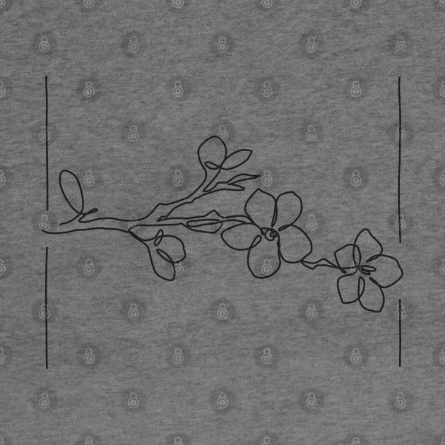 Cherry Blossom Line Drawing - Black by EnvelopeStudio